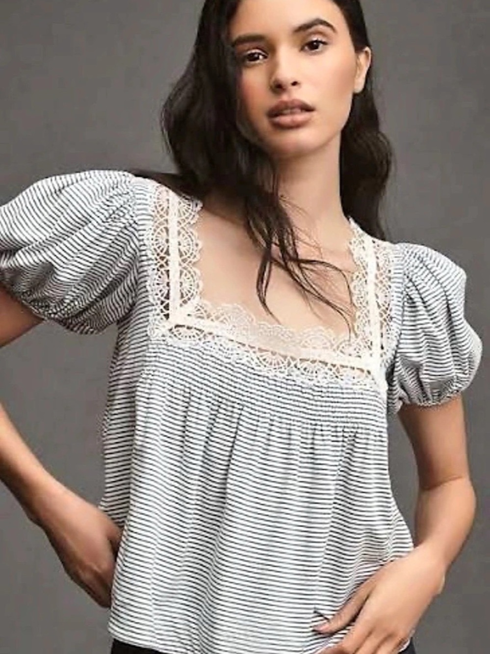 Maeve square neck puff sleeve swing tee - Size 1X